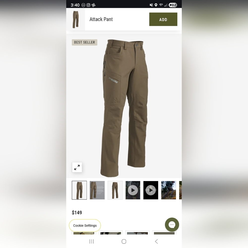 KUIU Men's Attack Pant. EUC (Worn Once). Major Brown. 40x34.